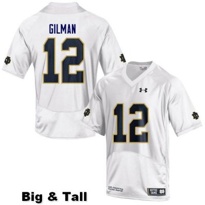 Notre Dame Fighting Irish Men's Alohi Gilman #12 White Under Armour Authentic Stitched Big & Tall College NCAA Football Jersey YUC0699ZH